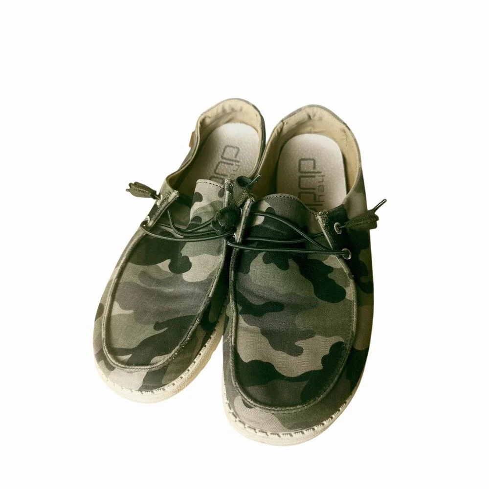HEYDUDE Wendy Camo Slip On Shoes Women's Size 8 Green Camouflage Loafers